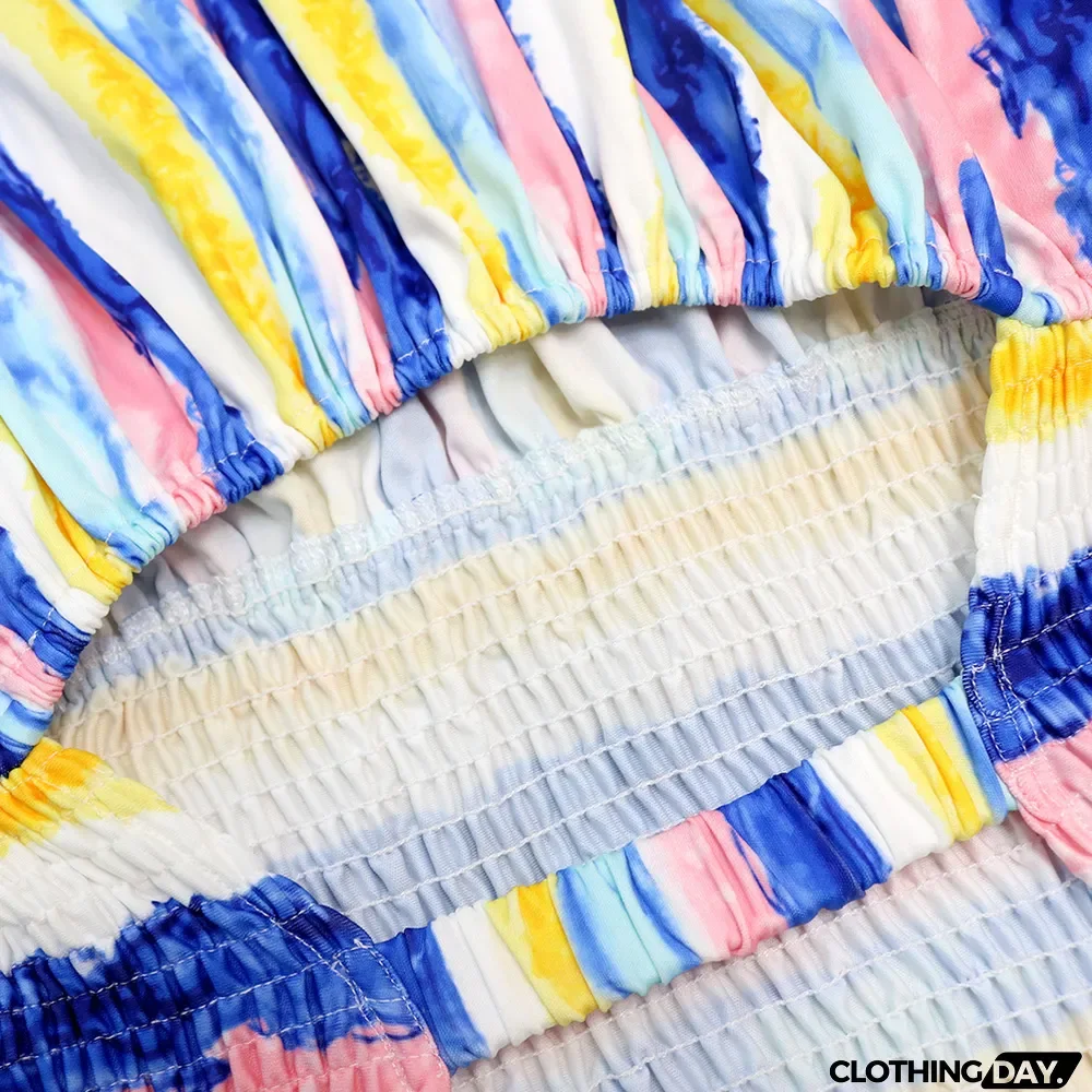 Sexy Printed Off Shoulder Strapless Maxi Dress