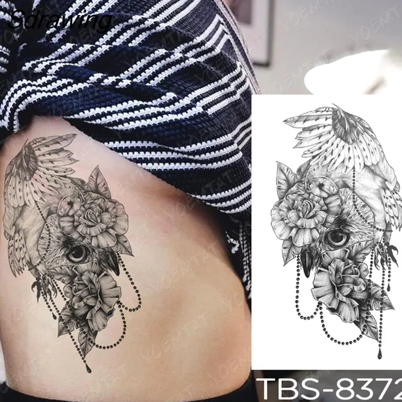 Sdrawing Temporary Tattoo Sticker forest eagle wolf butterfly Flash Tattoos Gothic Y2K Body Art Arm Fake Tatoo Men Women
