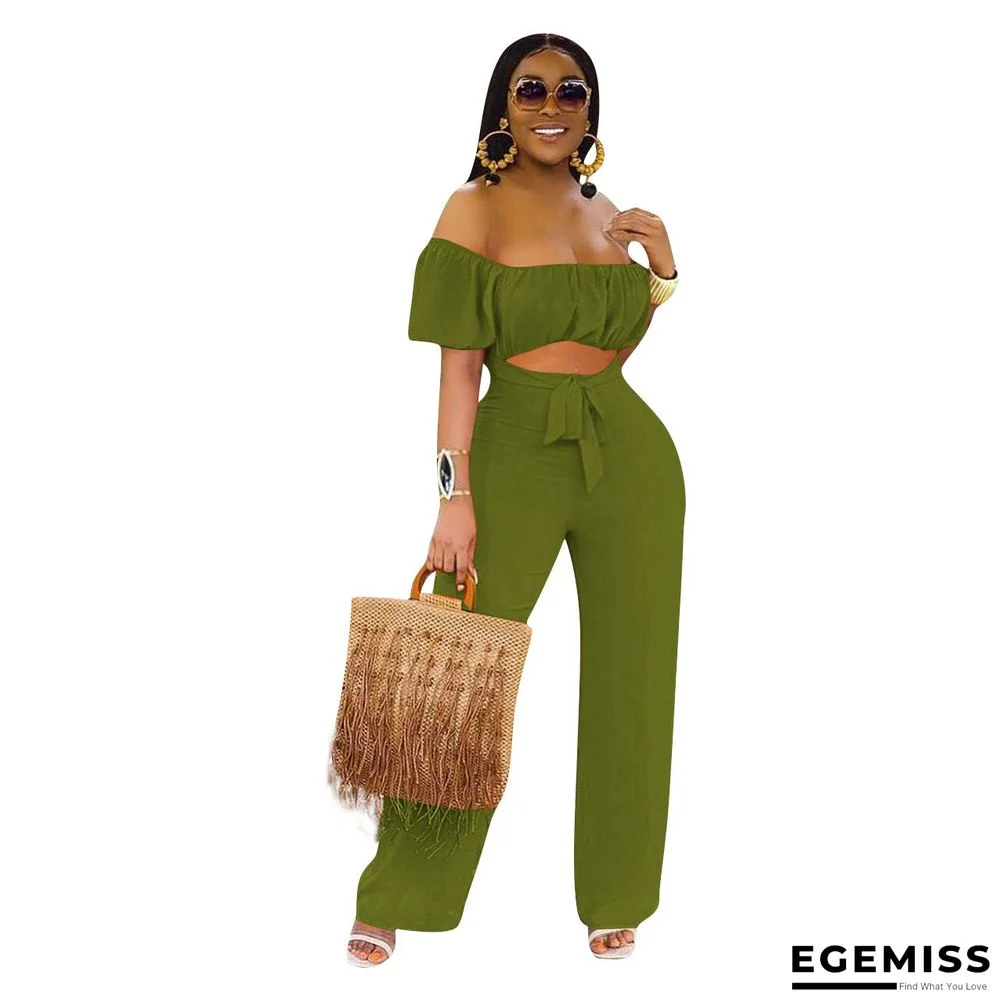 Solid Color Backless Shoulder One-piece Casual Wide-leg Pants | EGEMISS