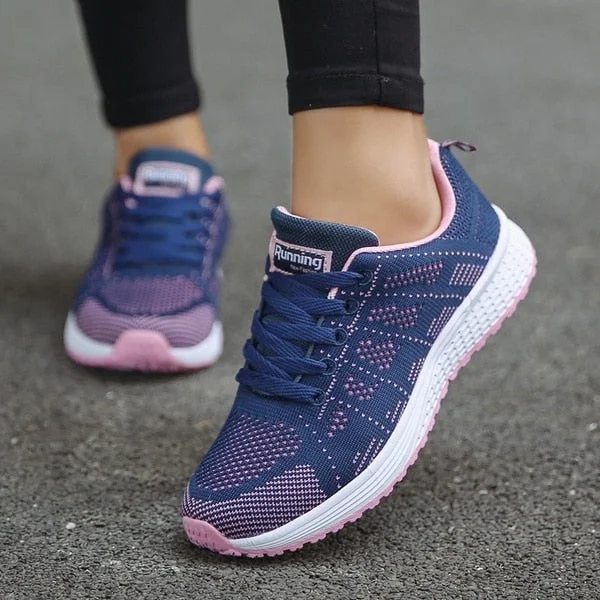 Sport Running Shoes Women Breathable Comfortable Air Mesh Flat Shoes Female  Fitness Sportswear Fashion Casual Walking Sneakers
