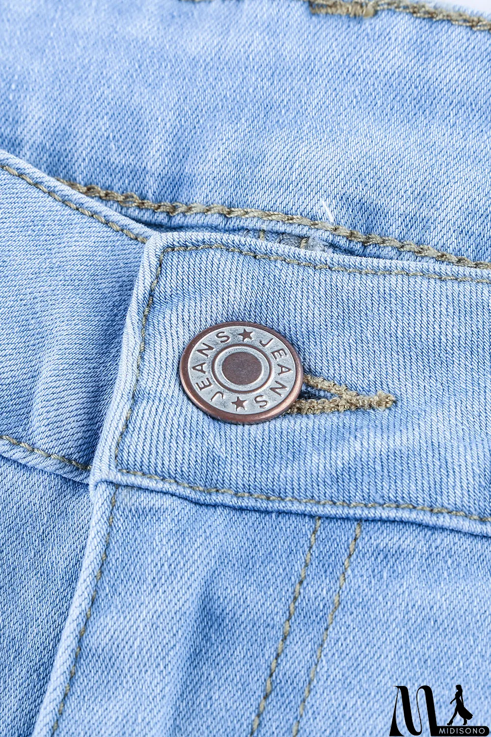 MidiSono - Blank Apparel - Light Blue Washed Ripped Jeans