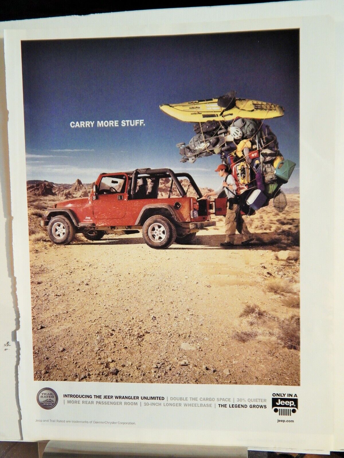 JEEP WRANGLER UNLIMITED / KELLY CARLSON SEXY LADY Photo Poster painting ORIGINAL 2005 VTG AD