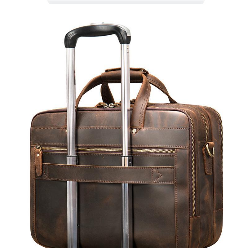 Vintage Style Leather Large Capacity Business Handbag Crossbody Bag