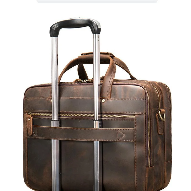 Vintage Style Leather Large Capacity Business Handbag Crossbody Bag