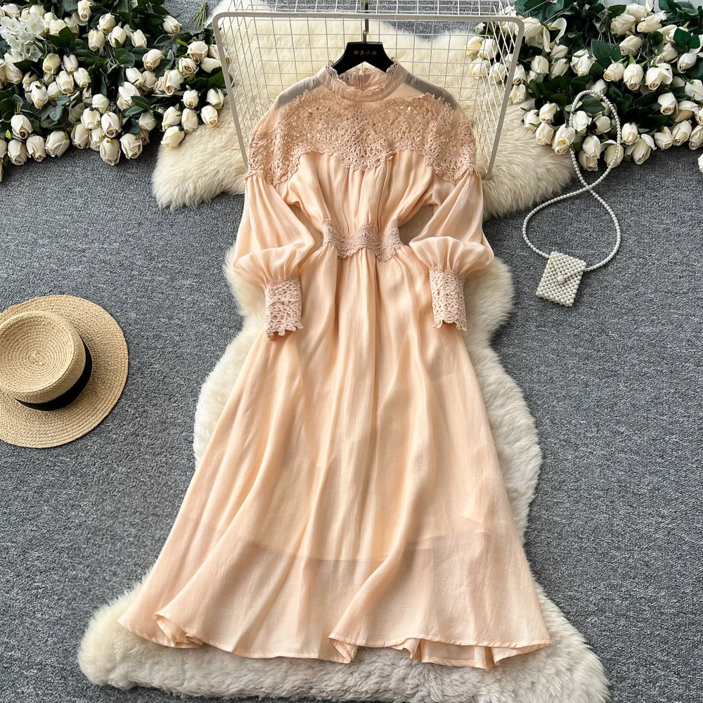 Nigikala Nigikala Dress Female High-End Light Luxury Famous Bubble Bubble Sleeve Dress Design Feel Waist Strap Fluffy French Dress