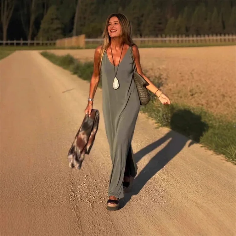 Women's V-Neck Maxi Slip Dress – Last Few Left! ⏳ 