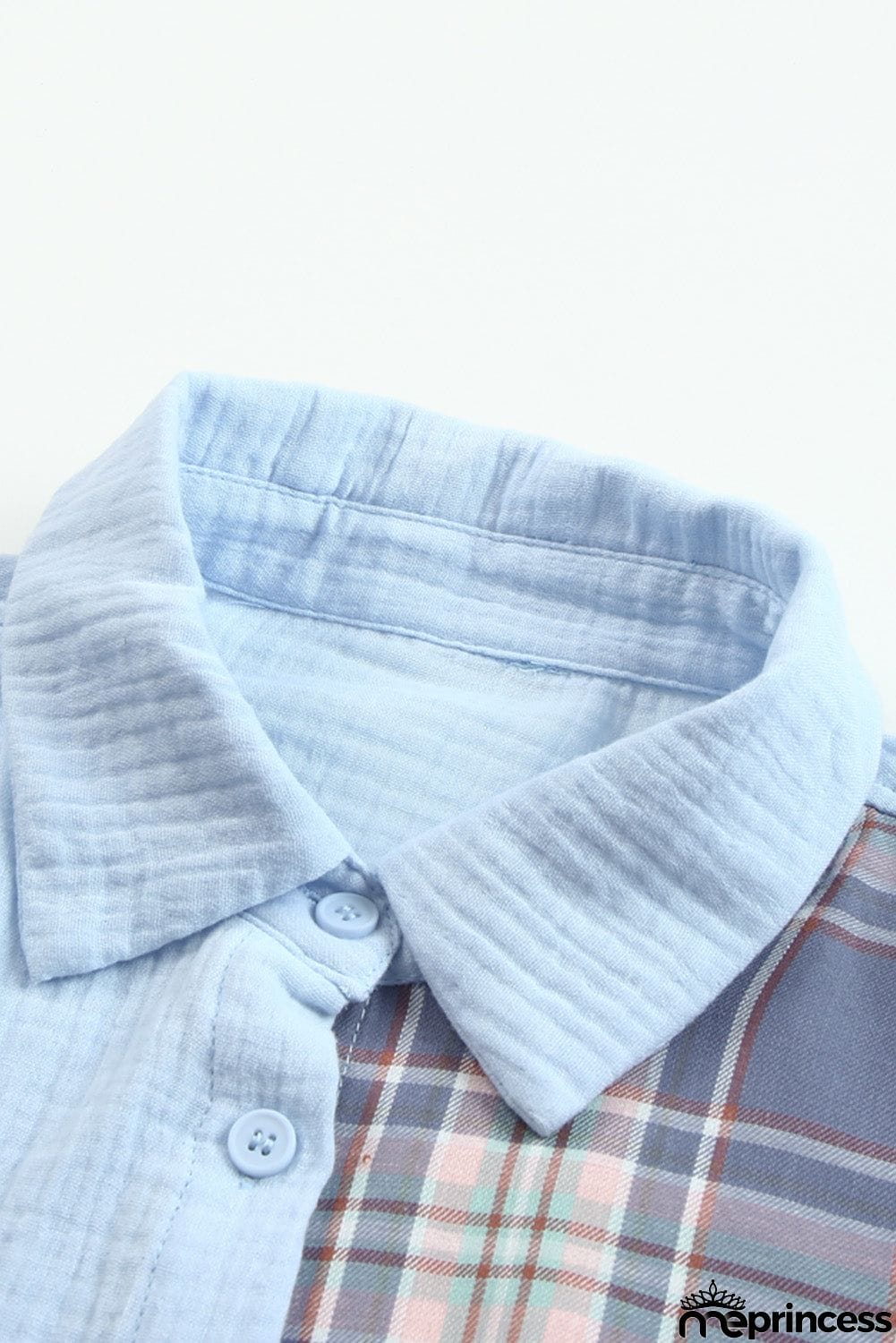 Plaid Color Block Textured Drop Shoulder Shirt Jacket