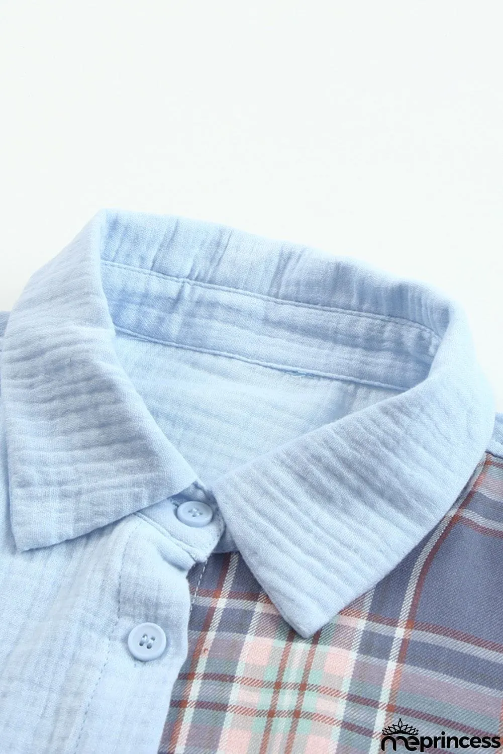Plaid Color Block Textured Drop Shoulder Shirt Jacket
