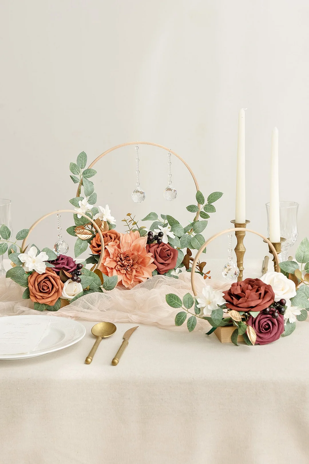 Wreath Hoop Centerpiece Set in Sunset Terracotta