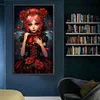 (40*70cm)Red Hair Rose Girl - Round AB Drill Diamond Painting