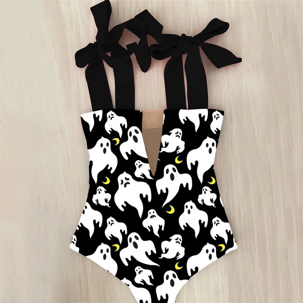 2022 New Sexy One Piece Swimsuit Shoulder Strappy Swimsuit Print Floral Swimwear Women Backless Bathing Suit Beach Wear Monokini