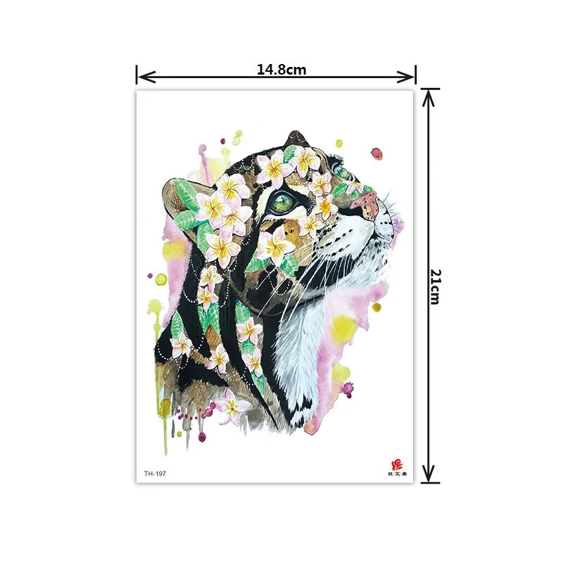 2021 New Plain Flower Arm Tattoo Sticker Flower Waterproof Tattoo Color Animal Tiger Tattoo Sticker