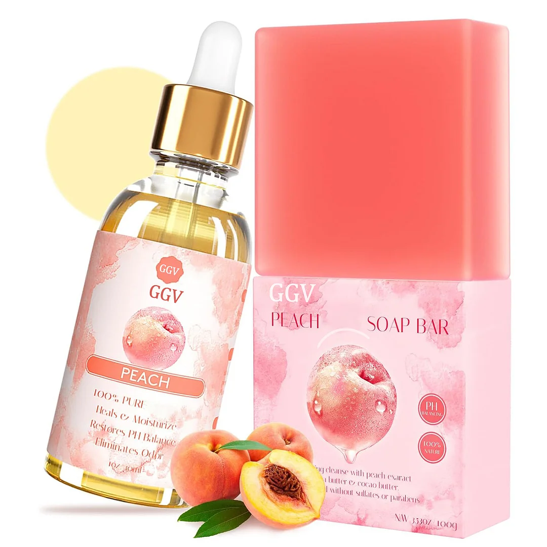 2Pcs Soap and Oil Set Peach Feminine Essential Oil