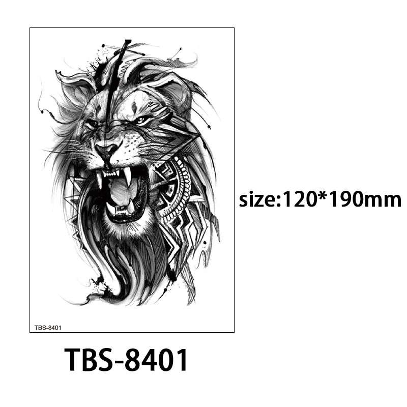 Sdrawing Forest King Animal Tattoo Sticker for Men Tiger Skull Skeleton Fake Tattoo for Women Wolf Tattoo Temporary Waterproof