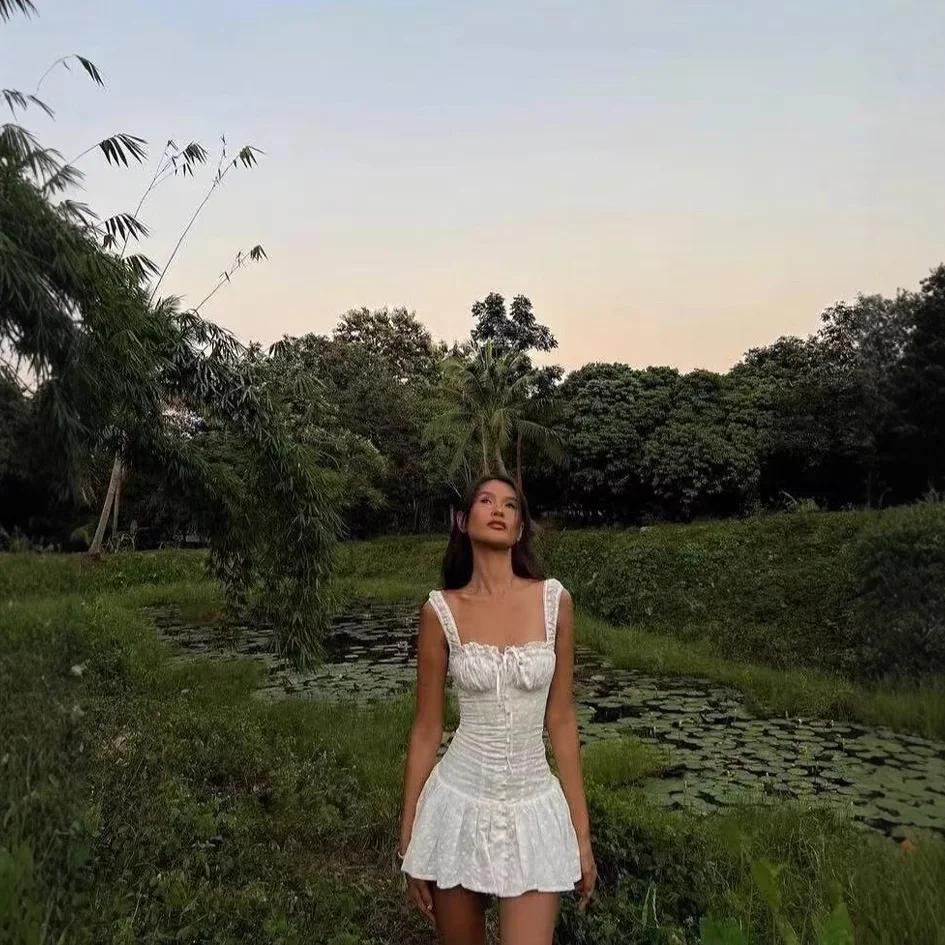 Nigikala Nigikala Niche Hottie Waistless Sleeveless Dress Girl Body To Show Thin Folds A Word 100 Folds Skirt Pure Color