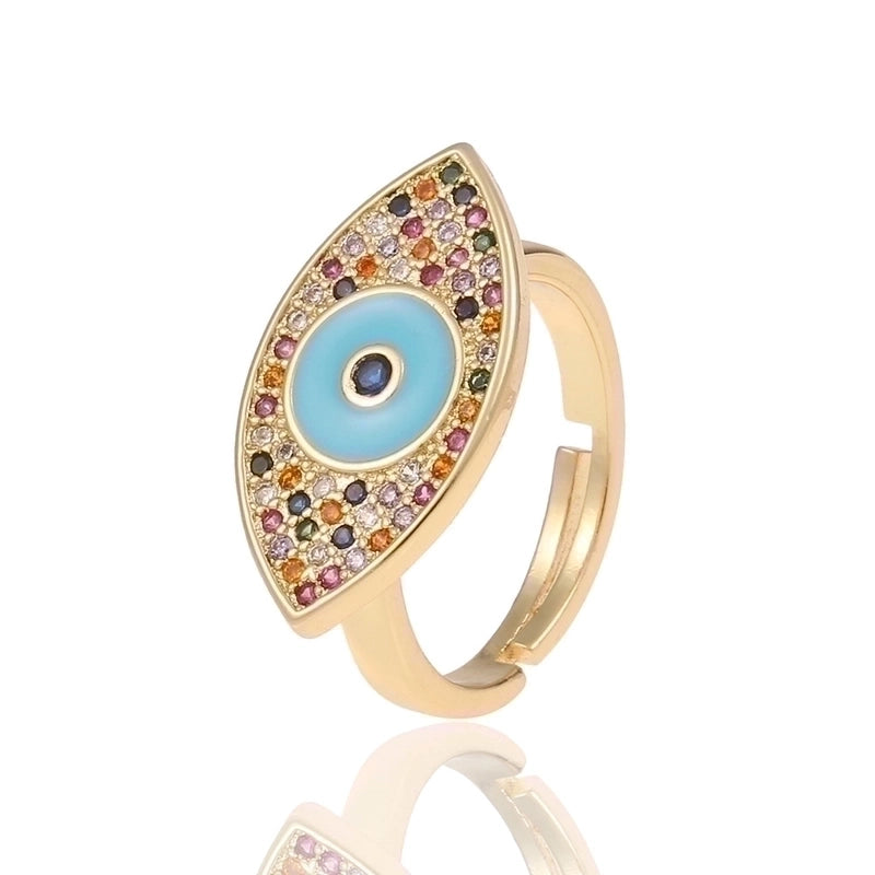 Fashion Enamel Drip Oil Evil Eye Retro Copper Tail Ring2
