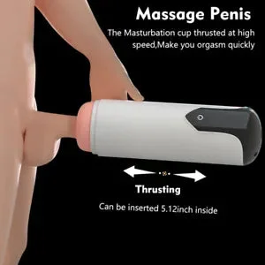 Male Masturbaters Automatic HandsFree Thrusting Cup Heating Stroker Men Sex  Toys