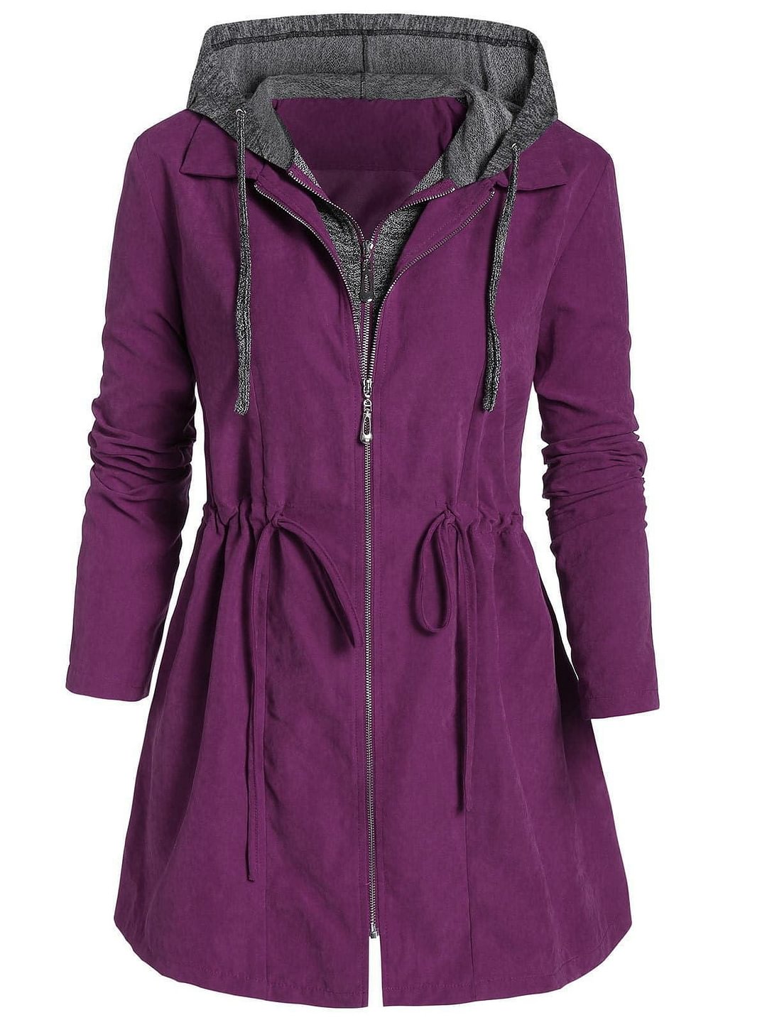 Women's Mid-length Coat Winter Zipper Fake Two-piece Hooded Plus Size Cotton Clothes