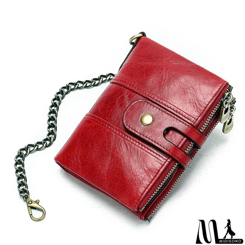 MidiSono - Mens Anti-Theft Multipockets Vintage Leather Wallets