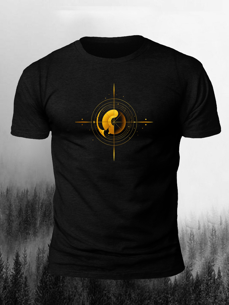 Men's Golden Circle Cross Print Casual Short Sleeve T-shirt
