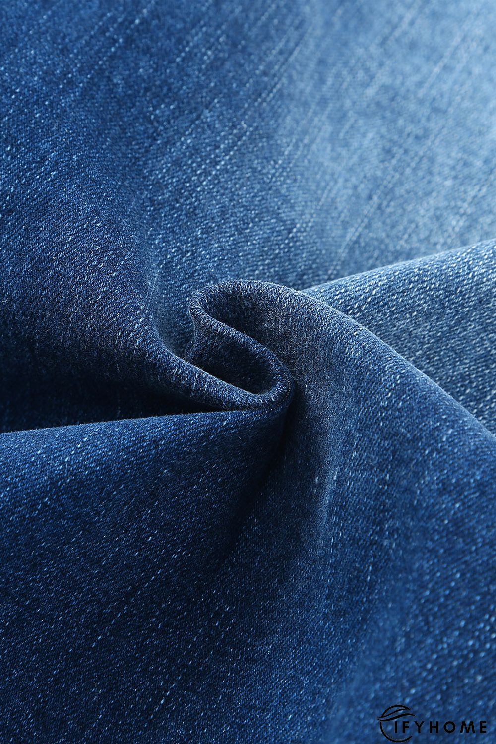 Blue Medium Wash Button Fly Distressed Plus Size Jeans | IFYHOME