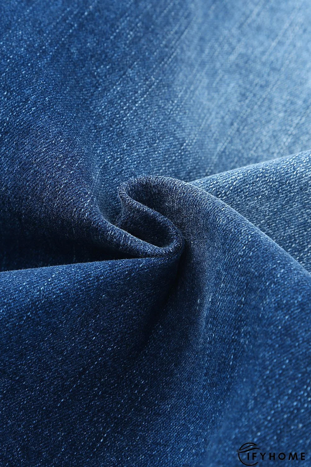 Blue Medium Wash Button Fly Distressed Plus Size Jeans | IFYHOME