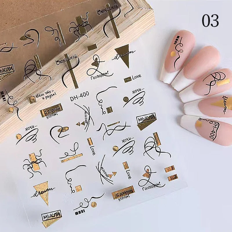 1PC Spring Palm Flowers Leaves 3D Nail Stickers Self-Adhesive Slider Nail Art Decorations Geometry Decals Manicure Accessories-Nail Inspo