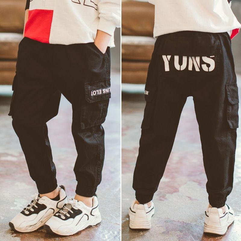 INS hot boys pants 3-13 years old pocket Summer print letter cargo pants children's Fashion overalls cotton trousers boys gift