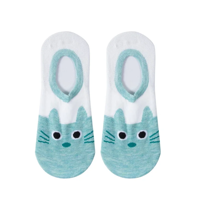 1 Pair Ankle Socks Women Cotton No Show Non-slip Short Boat Invisible Soft Heart Autumn Kawaii Indoor Sock Slippers