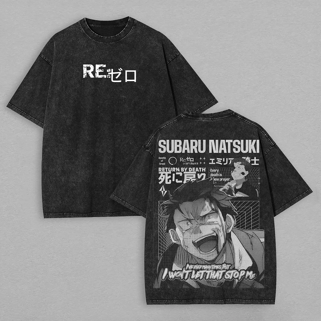 Re:Zero Subaru Natsuki Printed Unisex Washed T-Shirt