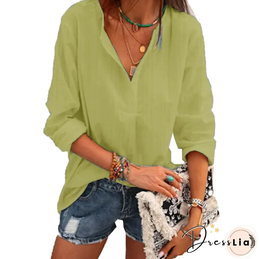 Solid Pockets Long Sleeve Blouses