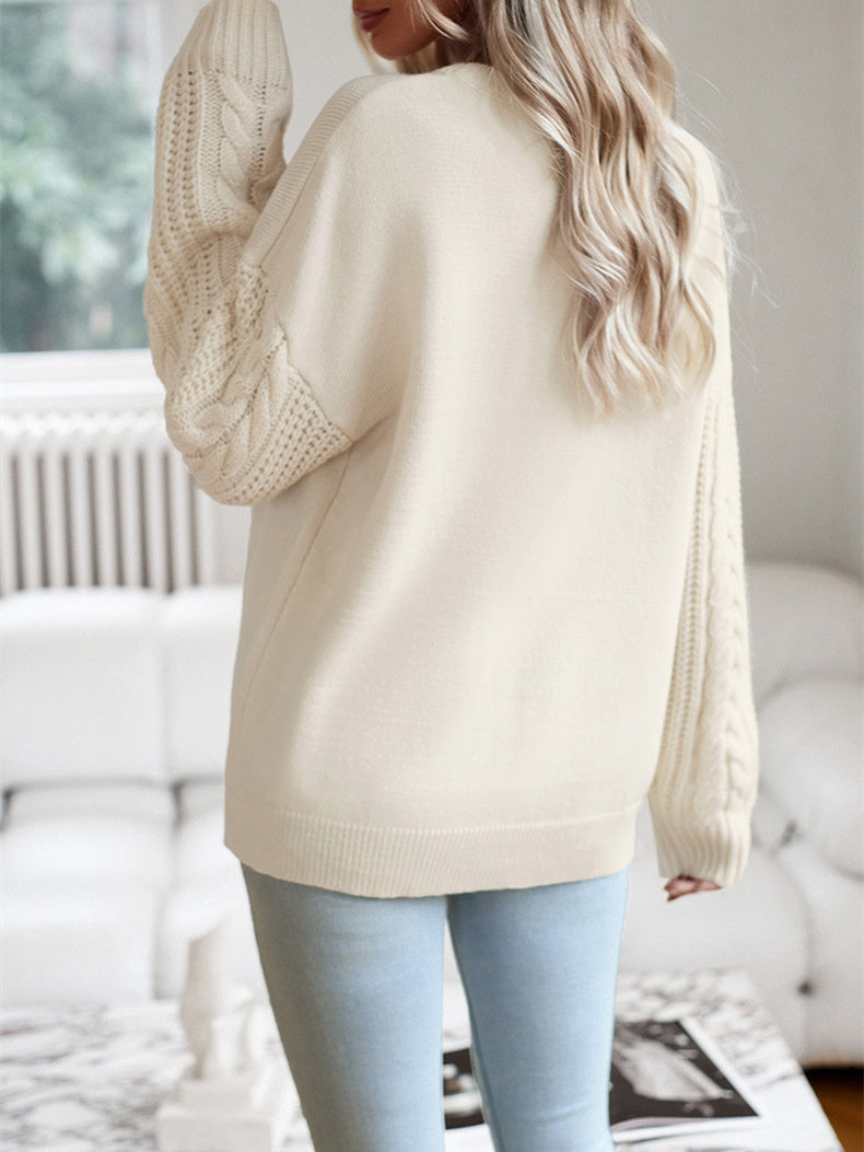Women's Long Sleeve Scoop Neck Solid Color Sweater Tops