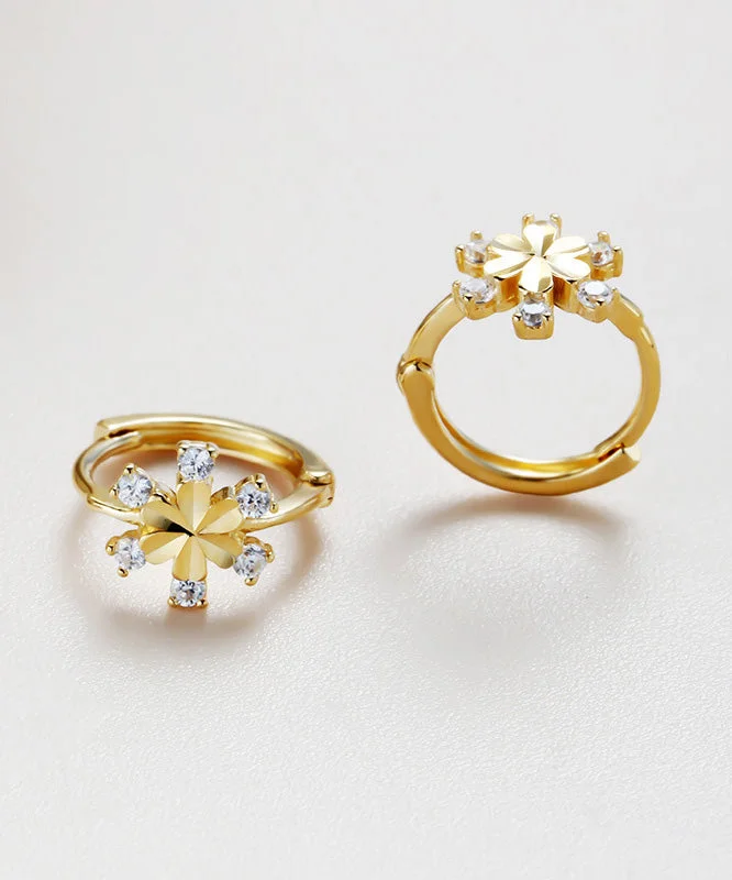 Stylish Gold Silver Overgild Inlaid Zircon Hoop Earrings