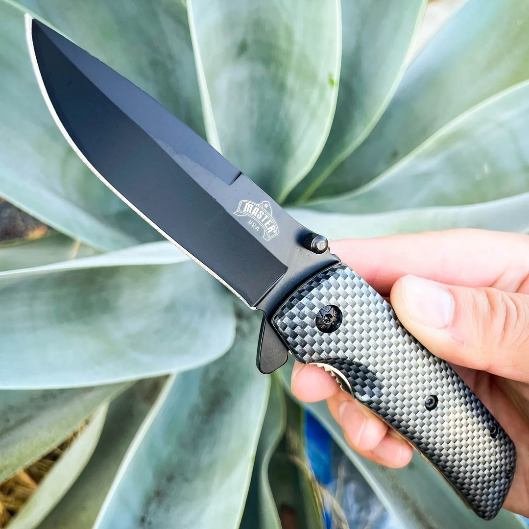 Clearance sale!Master Carbon Fiber Drop Point Spring Assisted Opening Tactical Pocket Knife NEW