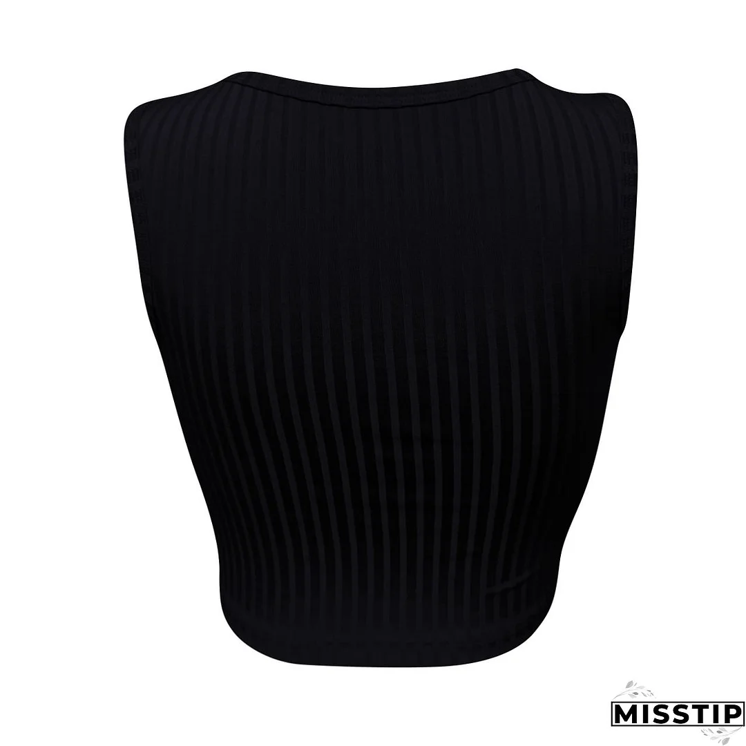 Women's Summer Casual Ribbed Tops Sexy Solid Color  Buttoned Vest