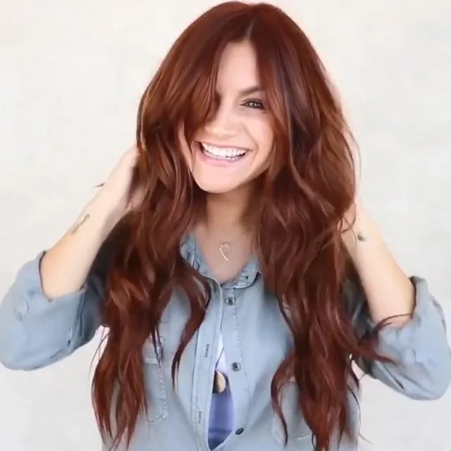 Long Red Brown Glueless Heat Resistant Wig
