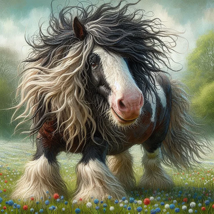 Donkey In The Grass - Full Round Drill Diamond Painting - 30*30CM(Canvas)