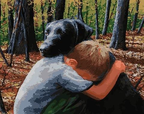 

Boy Hugs Dog – Paint By Numbers - 40*50CM, 501 Original
