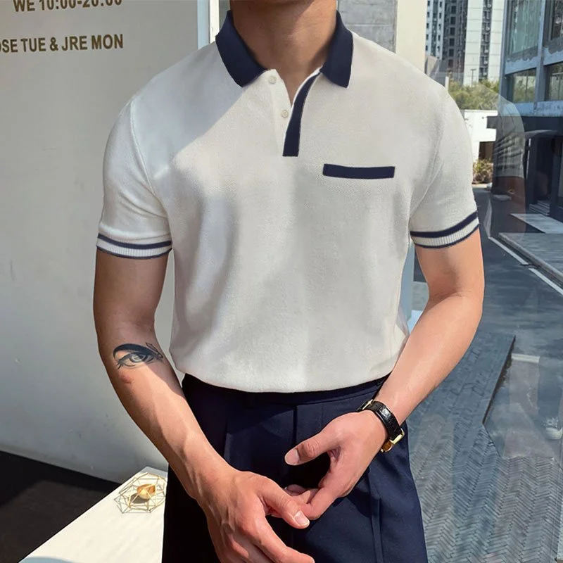 Casual Simple Design Gentleman Polo Shirt