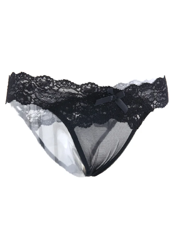 Lace Briefs Solid Color Mesh Bottoms