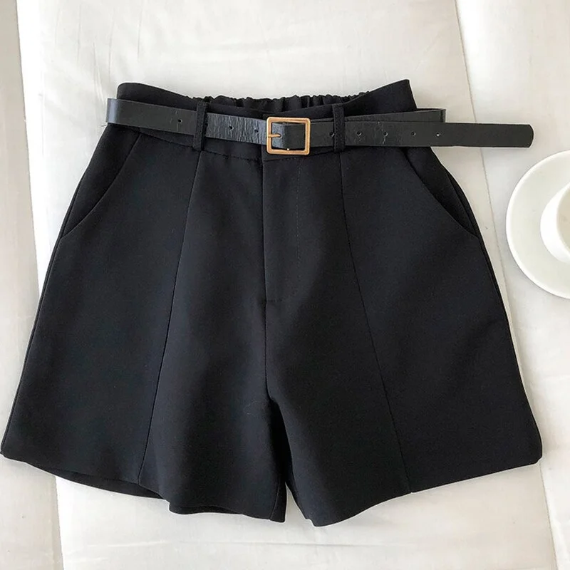 Colourp Apricot Woman Shorts Summer Spring High Waist Chic Bottoms Women Clothing Korean Shorts Pants Women Khaki Work with Belt