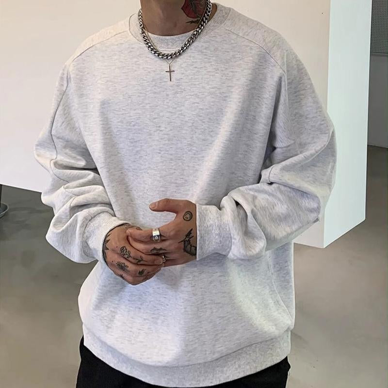 Men's Vintage Solid Color Loose Long Sleeve Sweatshirt 39215762X