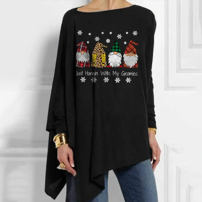 Just Hanging With My Gnomies Snowflake Long-sleeved Christmas T-shirt