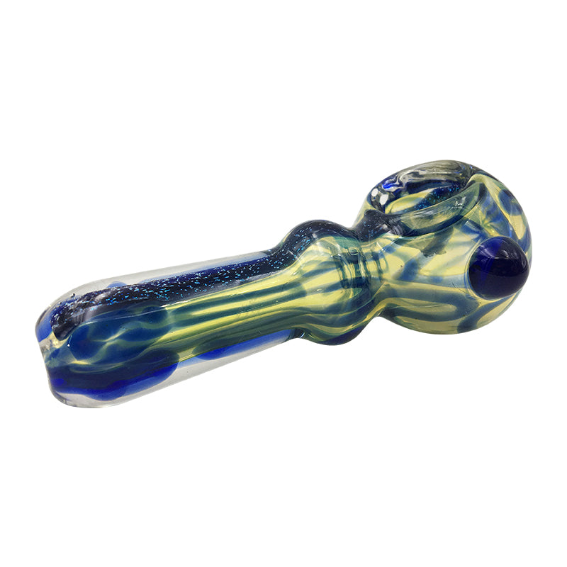 Blue Sparkle Colored Wrap Glass Hand Pipe for Smoke with Universal