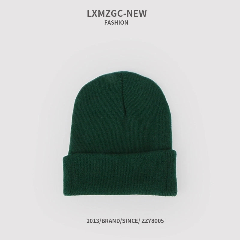 Pure Color Double-layer Warm Korean Style Knitted Hat