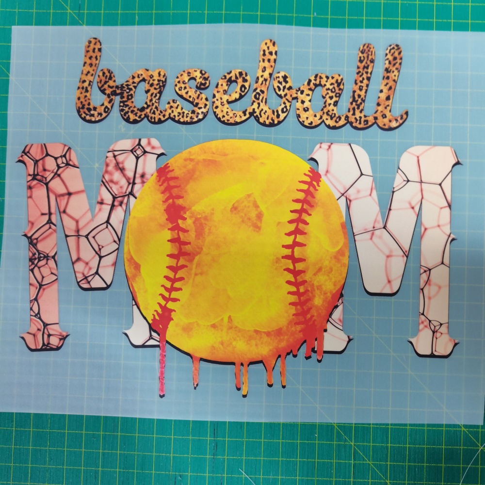 Cheap price baseball mom motif plastisol sticker heat press dtf print transfers