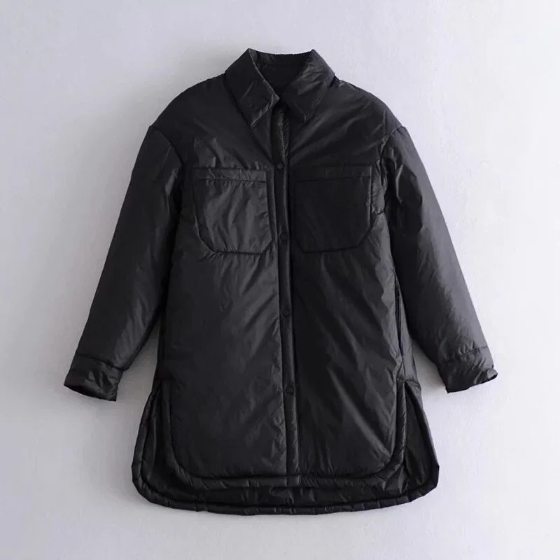 Vintage Loose Shirt Jacket Women Winter Coat Casual Button Baseball Bomber Jacket Korean ZA Coats and Loose Light Parka