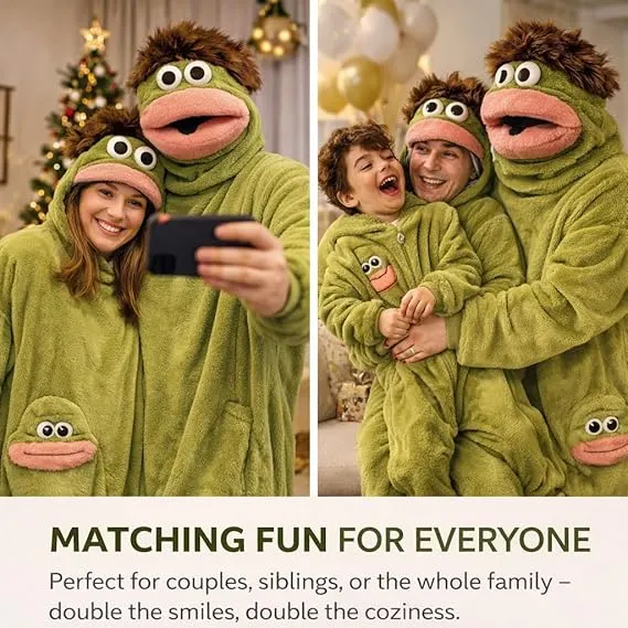 Msrlassn Mid Year Sale Cute Monster Wearable Blanket Hoodie for Women Men, Soft Sugar Fleece Loose Pullover Warm Cozy Home Loungewear Funny Pajamas, Father's Day Gift Perfect for Home & Parties Halloween, One Size for Women Men