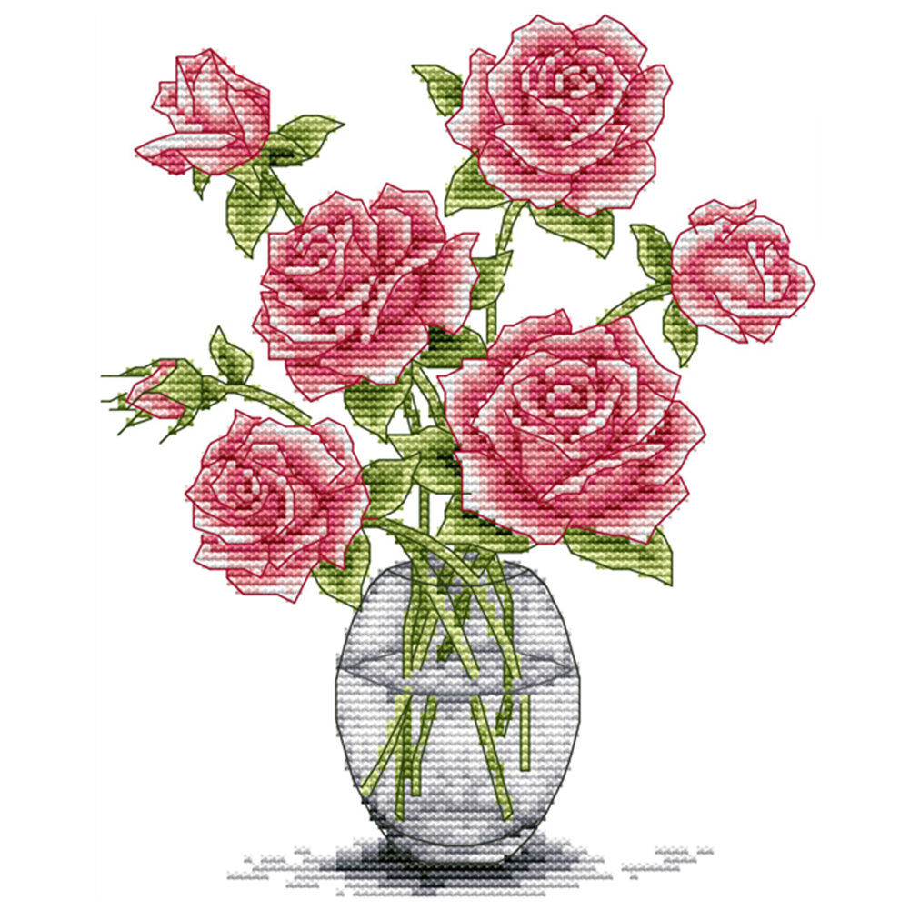 

Rose - 14CT Stamped Cross Stitch - 21*27CM, 501 Original