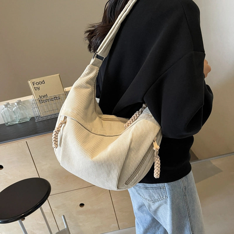 Dumpling Bag Women’s Crossbody Bag Large Capacity General Bag New Corduroy Japanese Style Casual Shoulder Bag